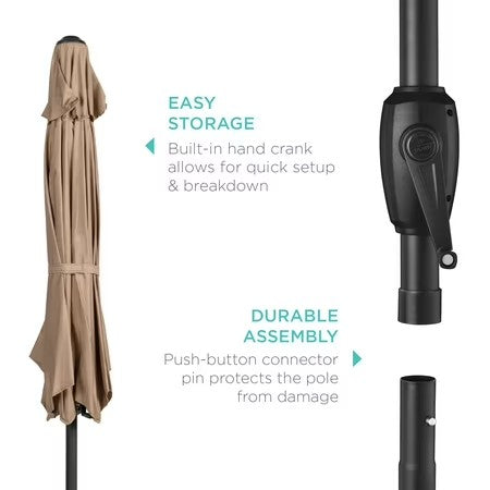 Best Choice Products 7.5ft Heavy-Duty Outdoor Market Patio Umbrella w/ Push Button Tilt, Easy Crank, Tan -K3-0385