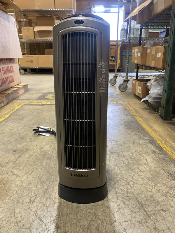 Lasko 1500W 23 in. Gray Electric Tower Ceramic Space Heater with Digital Display, Thermostat and Remote Control - L12 - 585
