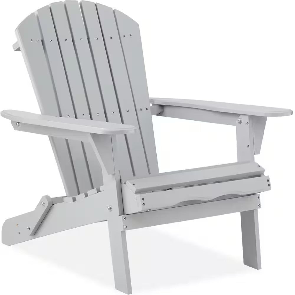 Gray Folding Wood Outdoor Adirondack Chair Set of 1 M114