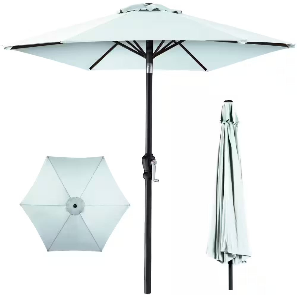 Baby Blue 10 ft. Steel Market Patio Umbrella with Crank and Tilt L88