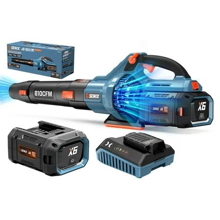SENIX X6 60V Max* Brushless Cordless Leaf Blower with 4.0 Ah Battery and Charger, Variable Speed Up to 810CFM 170MPH, BLAX6-M1 1899