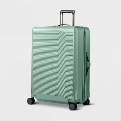 Signature Hardside Large Checked Spinner Suitcase Matte Green - Open Story 343