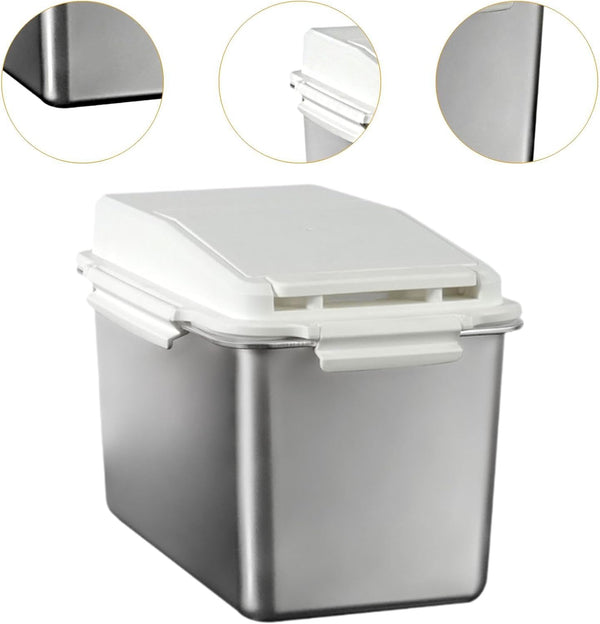 Generic Pet Food Storage Box, Grain Storage Container for Grain Flour, Leak Stainless Steel Flour Container with Large Capacity for, White for 10KG - J4 - 1988
