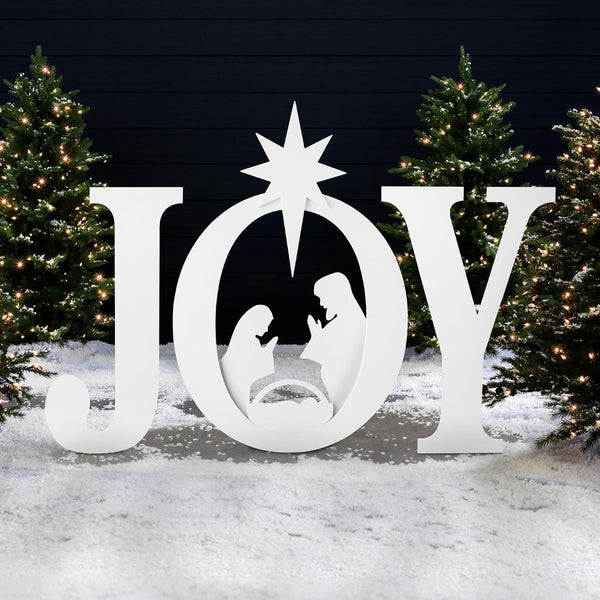 Best Choice 46" Outdoor JOY Nativity Sign — White — F19
