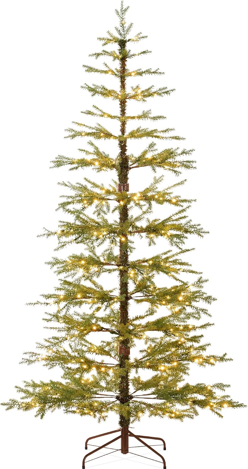 Pre-Lit Sparse Christmas Tree 7.5ft Artificial Pine Holiday D cor Aspen Noble Fir w/ 2-in-1 White & Multicolor LED Lights M115