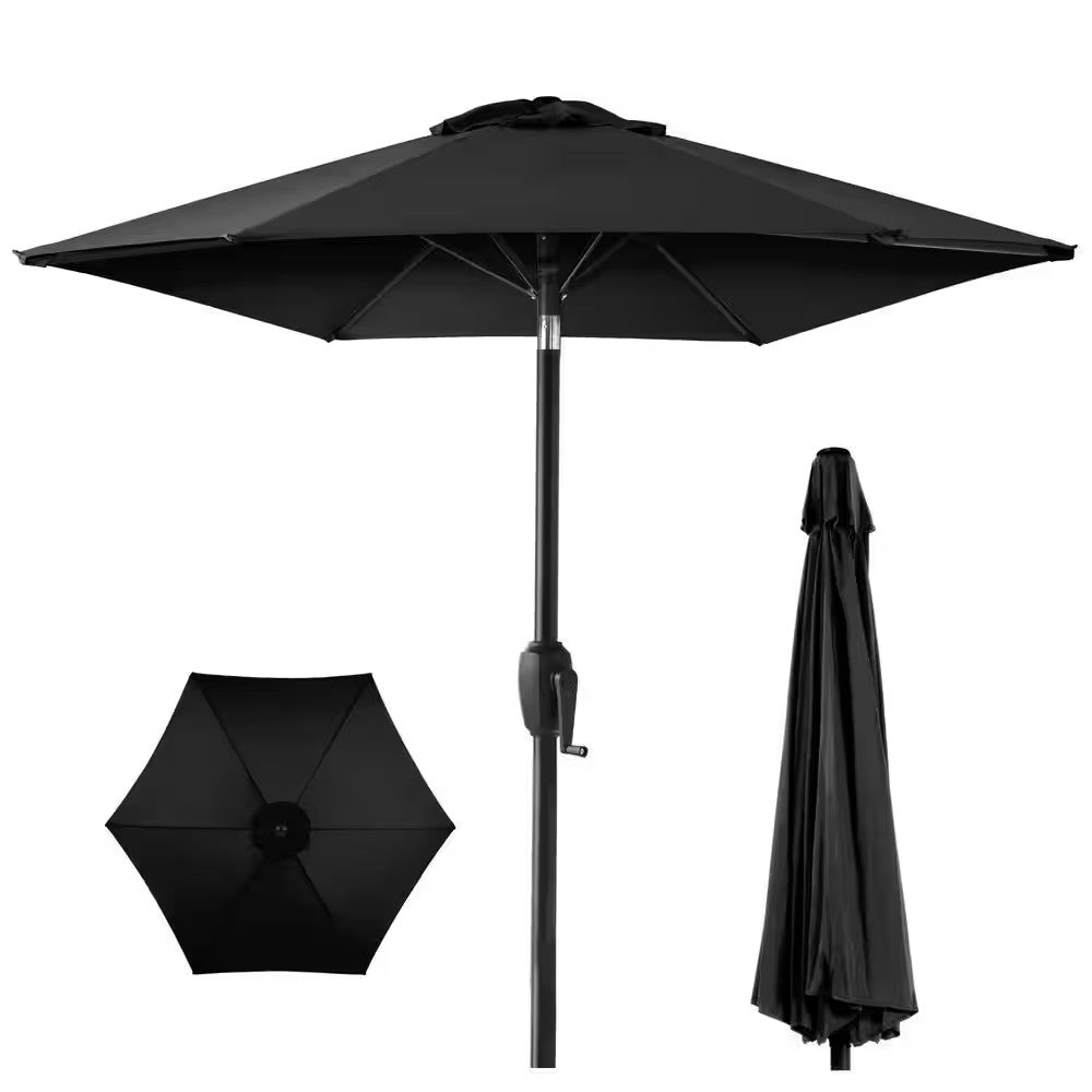 Black 7.5 ft. Outdoor Market Patio Umbrella with Crank and Tilt - 267