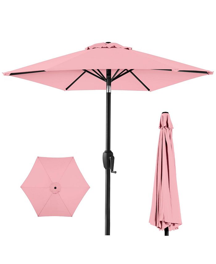 7.5ft Heavy-Duty Outdoor Market Patio Umbrella w/ Push Button Tilt, Easy Crank - Pink - No Size - K80