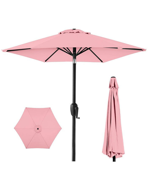 7.5ft Heavy-Duty Outdoor Market Patio Umbrella w/ Push Button Tilt, Easy Crank - Pink - No Size - K80