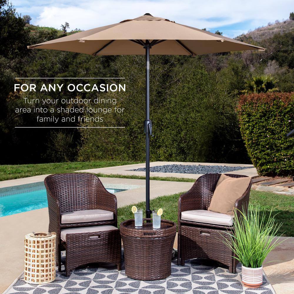 7.5 ft Heavy-Duty Outdoor Market Patio Umbrella with Push Button Tilt, Easy Crank Lift in Tan - K3 - 394