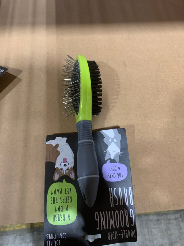 Precious Tails Dog Brush, Cat Brush, Pet Detangling Grooming Brush, Double Sided Soft Bristles Slicker Brush for Hair Removal of Pets - Green - S -F9-0116