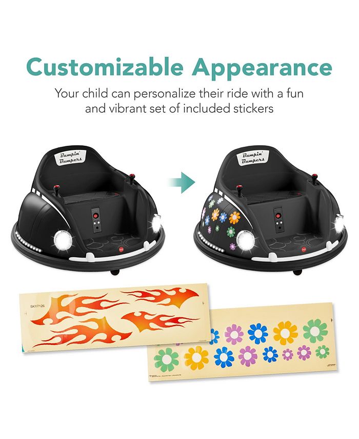 Best Choice Products 6V Kids Ride On Bumper Car Toy w/ Remote Control, Harness, Lights, 360 Degree Spin - Black - H1 - 1955