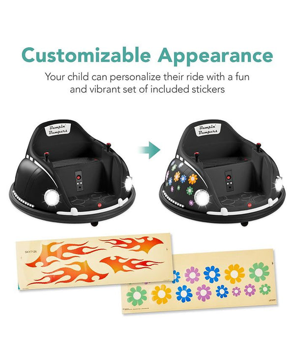 Best Choice Products 6V Kids Ride On Bumper Car Toy w/ Remote Control, Harness, Lights, 360 Degree Spin - Black - H1 - 1955