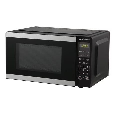 Hamilton Beach 0.9 Cu ft Countertop Microwave Oven, 900 Watts, Stainless Steel, New -L12-0570