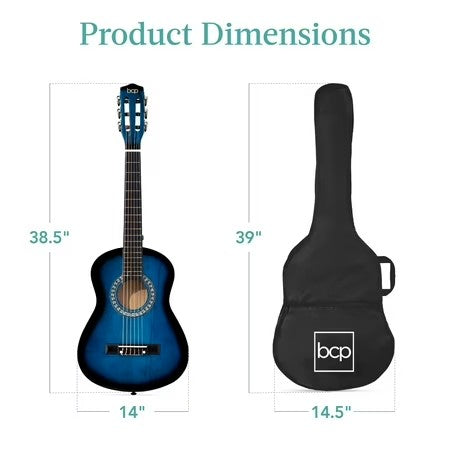Best Choice Products Walmart Exclusive 38in Beginner Acoustic Guitar Starter Kit w/ Gig Bag, Strap, Extra Strings - Walmart Blue -F1-1619