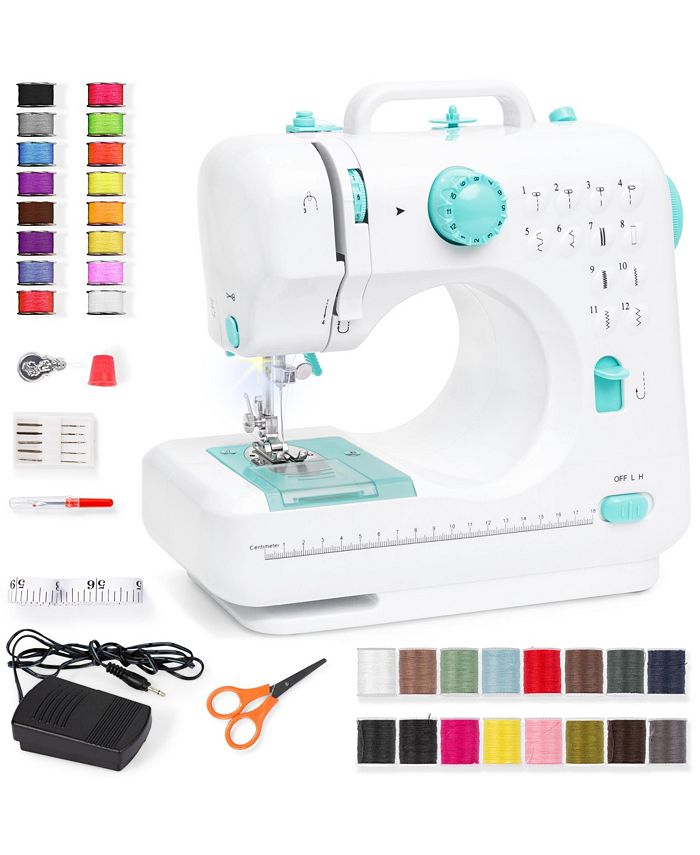 Best Choice Products 6V Portable Sewing Machine, 42-Piece Beginners Kit w/ 12 Stitch Patterns - White -J4-0416