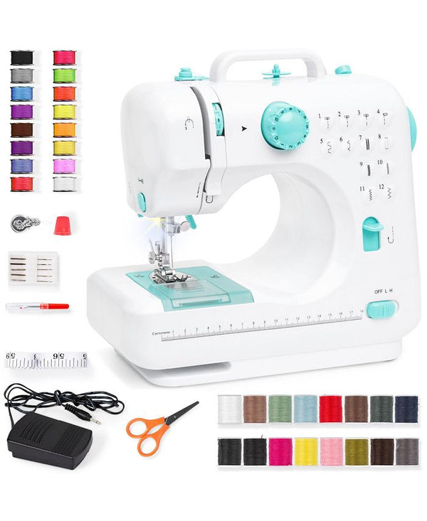 Best Choice Products 6V Portable Sewing Machine, 42-Piece Beginners Kit w/ 12 Stitch Patterns - White -J4-0416