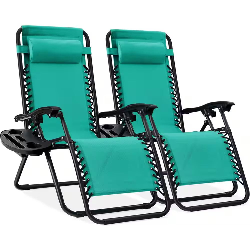 Mint Metal Zero Gravity Reclining Lawn Chair with Cup Holders (2-Pack) -D4-0471 -D6-0496