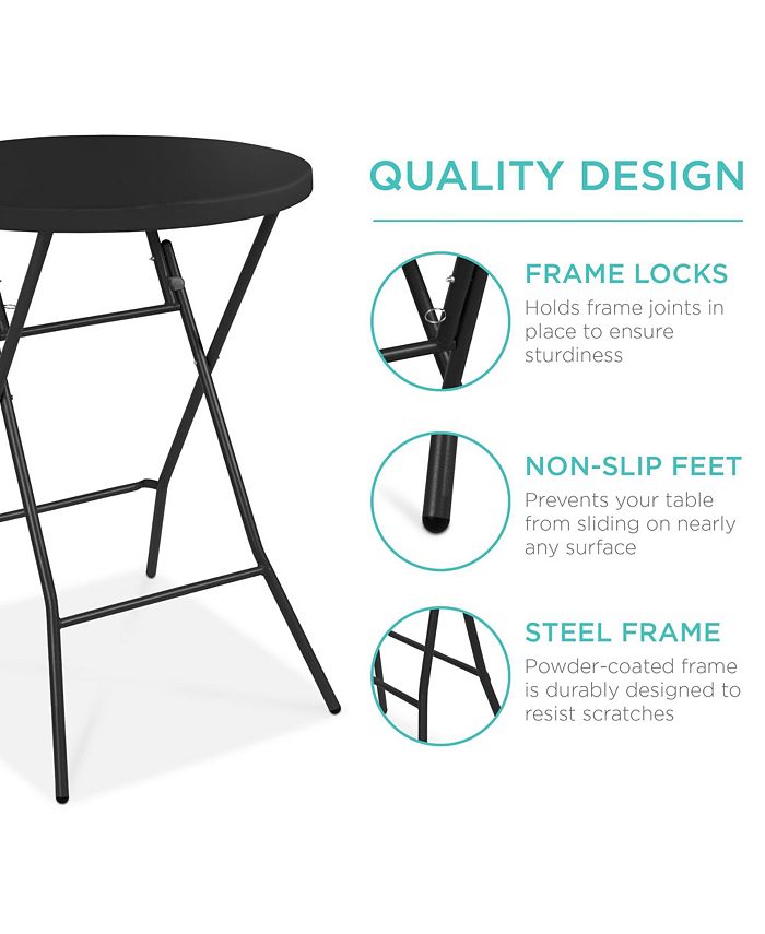 Best Choice Products 32in Bar Height Folding Table, Indoor Outdoor Accessory w/ Thick Table Top, 330lb Capacity - Black - A6 - 454