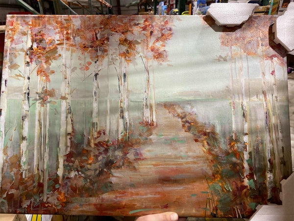 Renditions Gallery Birch Trees Wall Art, Autumnal Tree Artwork, Beautiful Nature Scene, Premium Gallery Wrapped Canvas D cor, Ready to Hang, 18 in H x 27 in W, Made in America Print