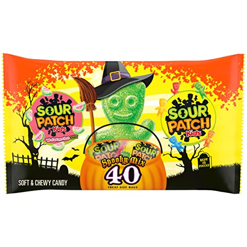 SOUR PATCH KIDS & Sour Patch Watermelon Halloween Candy Variety Pack Treat Size - 22oz/40ct - QTY 3 - B12