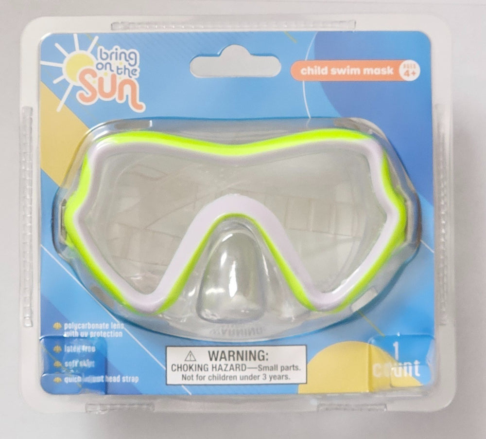 Bring on the Sun Child 4+ Swim Mask Latex Free Quick Adjust, assorted colors - 6 Pack - 459