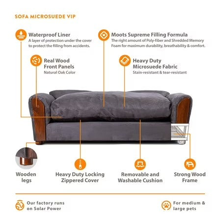 Moots VIP Microsuede Oak Couch Dog Bed, Charcoal, Large - A1 - 404