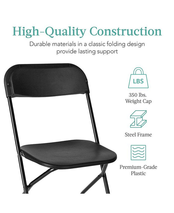Best Choice Products Set of 4 Folding Stacking Plastic Chairs w/ Non-Slip Feet, 350lb Capacity - Black - NO SIZE - G5 - 969
