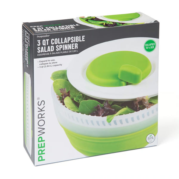 Progressive Prepworks Green/White Plastic Collapsible Salid Spinner 3 qt -E8-0056