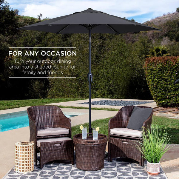 Gray 7.5 ft. Outdoor Market Patio Umbrella with Crank and Tilt -L14-1925