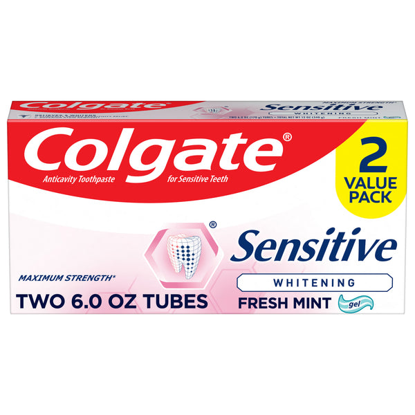 Colgate Sensitive Whitening Toothpaste Gel, Fresh Mint, 6 oz, 2 Pack - F3 - 825