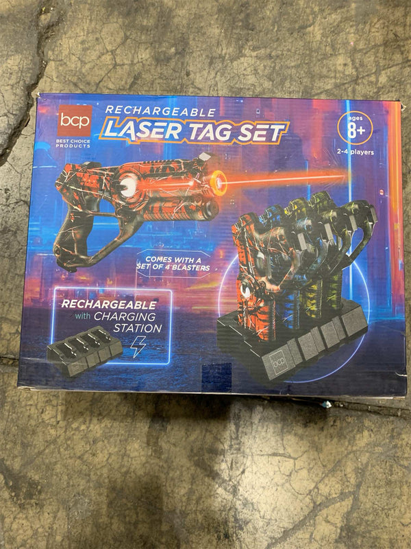 Best Choice Products Rechargeable Laser Tag Set for Kids & Adults, 4 Pack Infrared Blasters with Docking Station, No Vest Needed, Multiplayer Team Game, 4 Modes - Graffiti Red/Blue/Green/Yellow -J3-0389