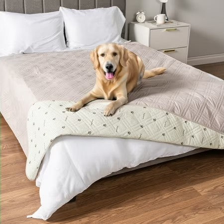 PetAmi Waterproof Bed Cover for Dogs, Waterproof Pet Blanket Couch Cover, Reversible Furniture Cover Sofa Protector for Pet Cat Bed, Washable Waterproof Blanket Dog Cover for Couch Seat, 102x82 Beige -J10-1656
