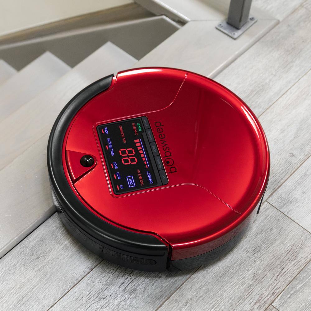 PetHair Robotic Vacuum Cleaner and Mop with Auto Recharging Station, Large dustbin, Stair & Obstacle Detection in Rouge - C7 - 390
