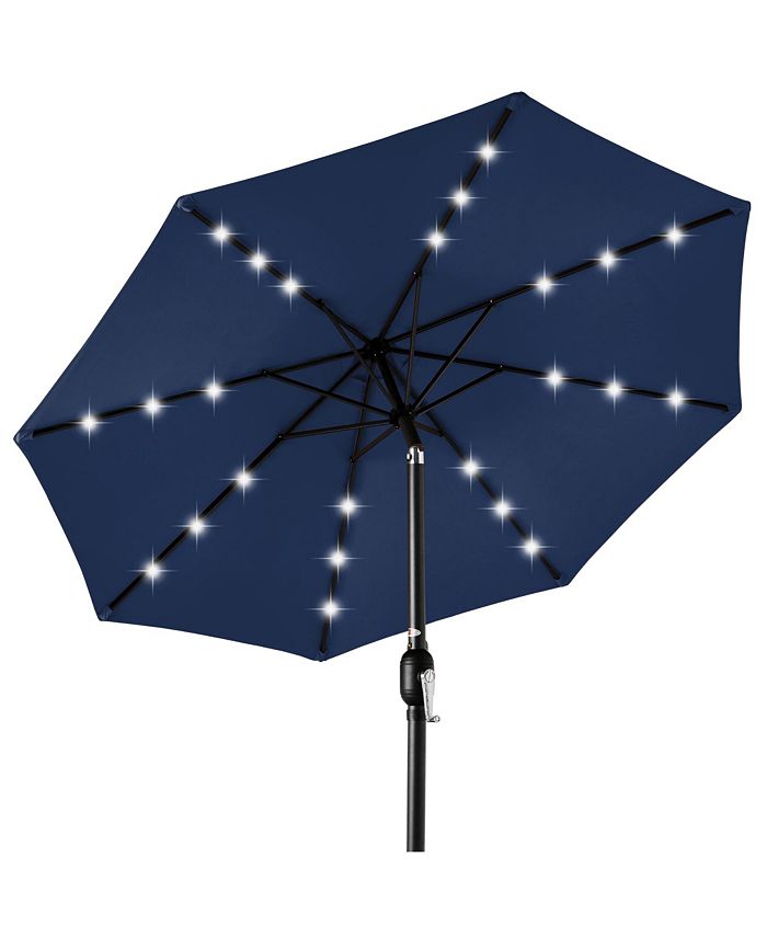 Best Choice Products 10ft Solar LED Lighted Patio Umbrella w/ Tilt Adjustment, UV-Resistant Fabric - Blue - F1 - 1974