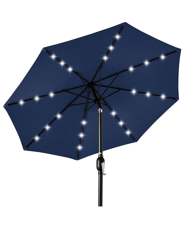 Best Choice Products 10ft Solar LED Lighted Patio Umbrella w/ Tilt Adjustment, UV-Resistant Fabric - Blue - F1 - 1974