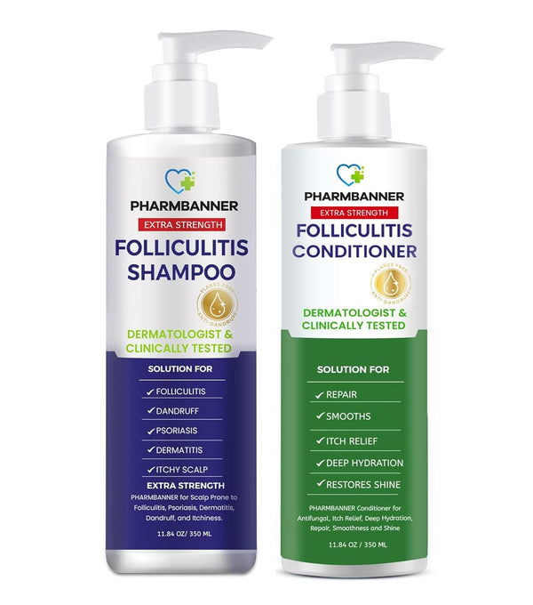 Anti-Fungal Shampoo and Conditioner Set   Tea Tree & Argan Oil for Folliculitis, Seborrheic Dermatitis, Scalp Psoriasis   Relieves Itchy, Flaky, Dry Scalp   Sulfate & Paraben Free 1379
