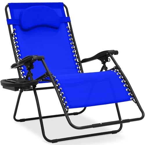 Oversized Zero Gravity Chair Folding Outdoor Patio Recliner W/ Cup Holder - Cobalt Blue 747