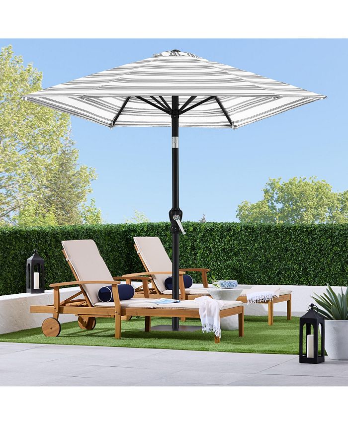 Best Choice Products 10ft Outdoor Steel Striped Market Patio Umbrella w/ Crank, Tilt Push Button, 6 Ribs - Gray - L2 - 339