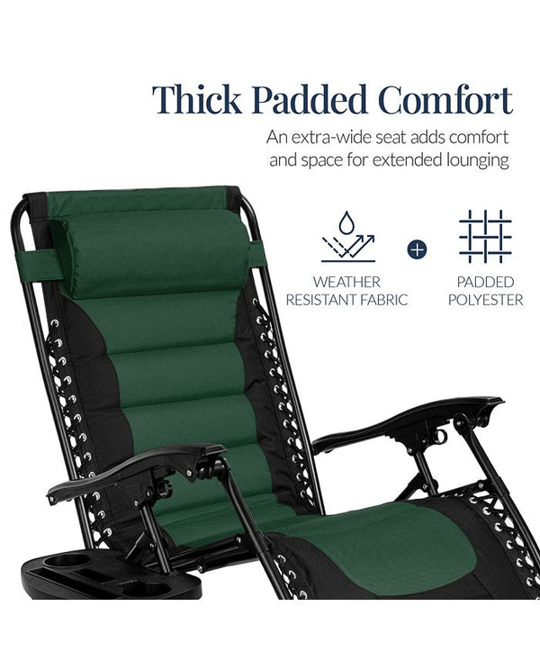 Best Choice Products Oversized Padded Zero Gravity Chair, Folding Outdoor Patio Recliner w/ Side Tray - Multi - M6 - 1952