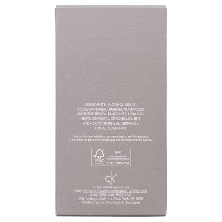 C.K. All Eau de Toilette Spray, Cologne, for Unisex, 3.4 oz, Brand Calvin Klein, Scent Citrus -L6-1635
