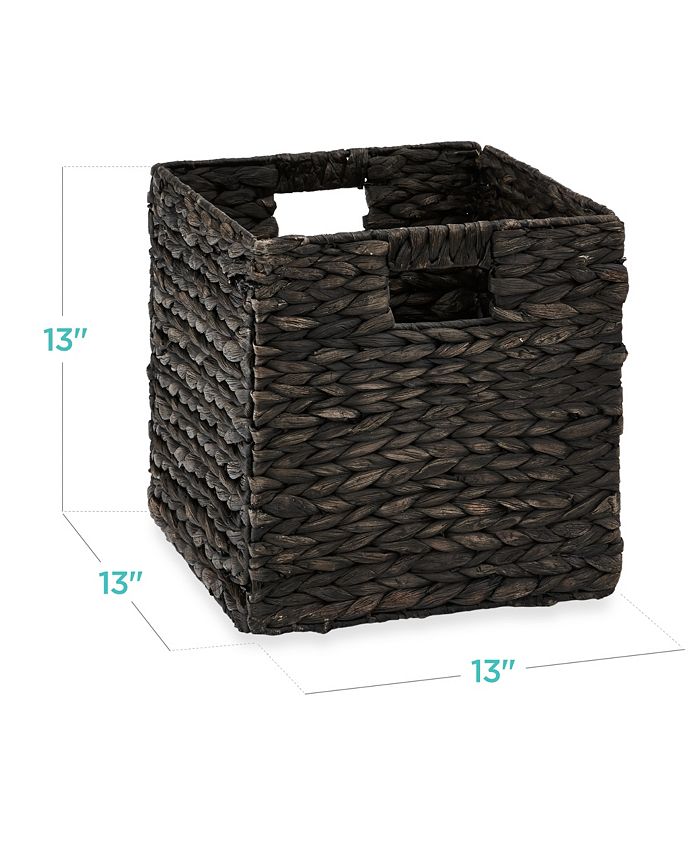 Best Choice Products 13x13in Hyacinth Storage Baskets, Set of 5 Multipurpose Collapsible Organizers - Black -J5-1583
