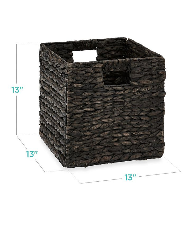 Best Choice Products 13x13in Hyacinth Storage Baskets, Set of 5 Multipurpose Collapsible Organizers - Black -J5-1583