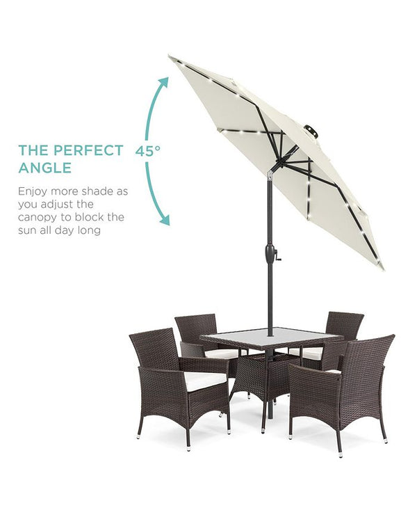 Best Choice Products 7.5ft Outdoor Solar Patio Umbrella for Deck, Pool w/ Tilt, Crank, LED Lights - Ivory/Cream - No Size - E8 - 1040
