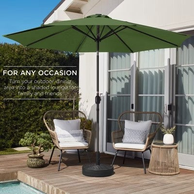 Best Choice Products 10ft Outdoor Steel Market Patio Umbrella w/ Crank, Tilt Push Button, 6 Ribs - Fern - L2 - 344