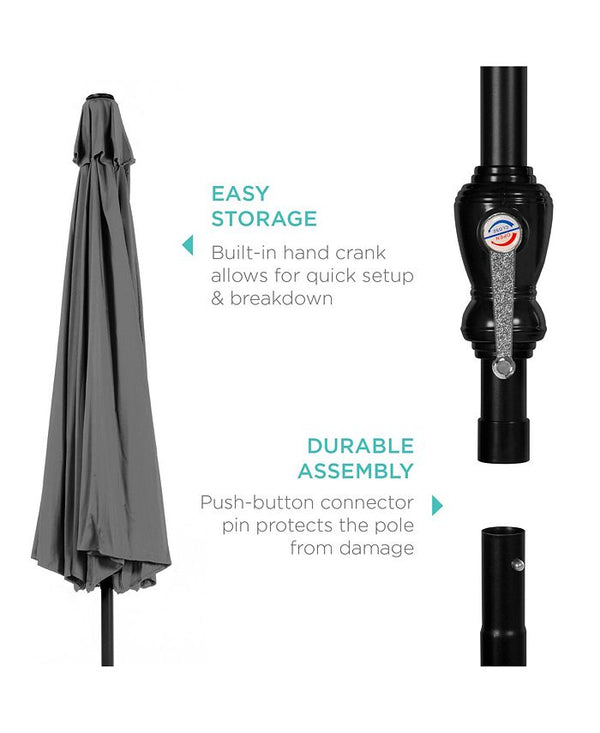 Best Choice Products 10ft Outdoor Steel Market Patio Umbrella w/ Crank, Tilt Push Button, 6 Ribs - Gray - No Size - F2 - 104