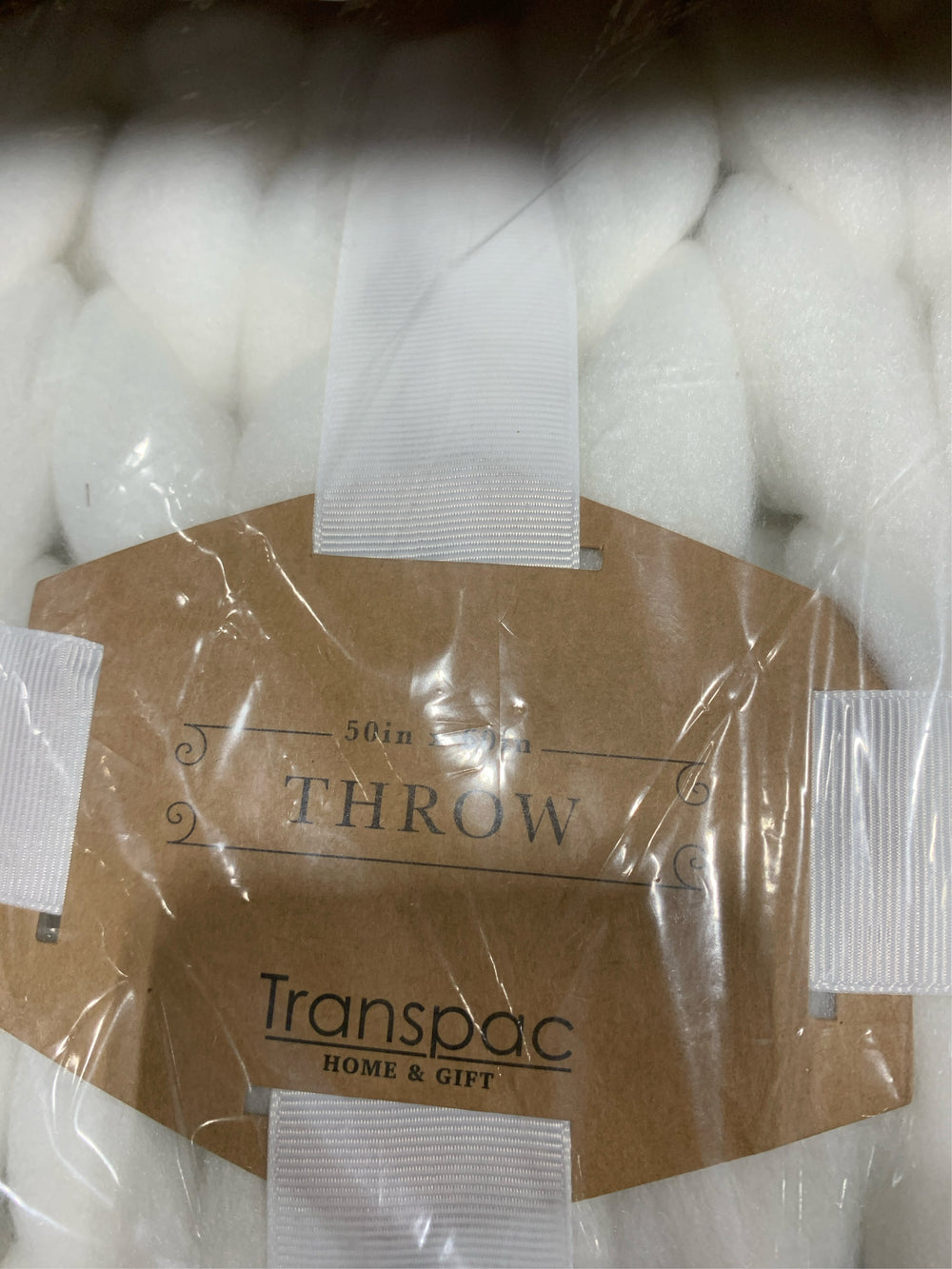 Transpac Polyester Creme Everyday Chunky Knitted Ivory Throw Blanket -J8-0522