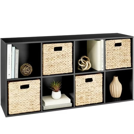 Best Choice Products 8-Cube Bookshelf, 11in Display Storage System, Organizer w/ Removable Back Panels - Black - B14 - 1498