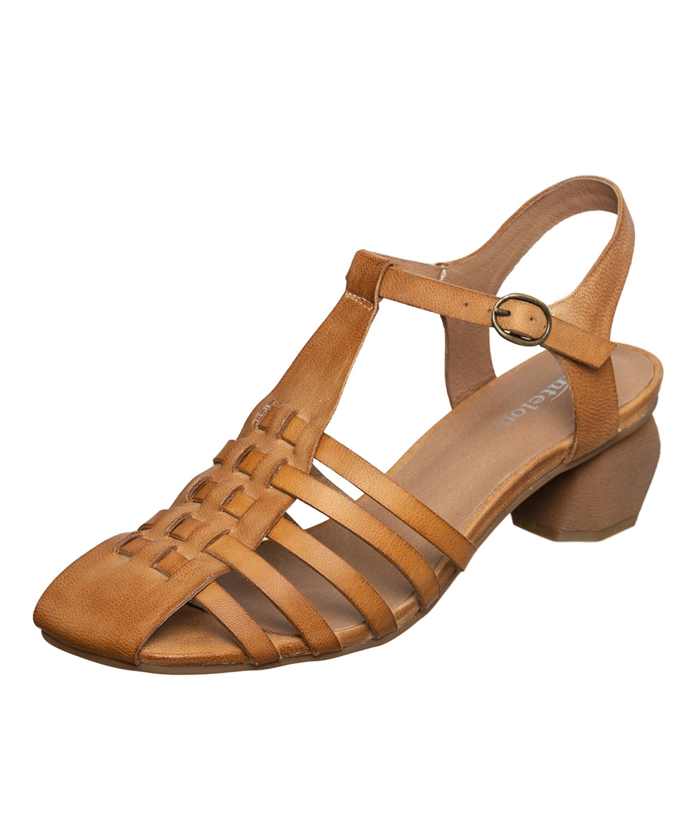Taupe Aren Leather Sandals - Women Size 40 - C13 - 546