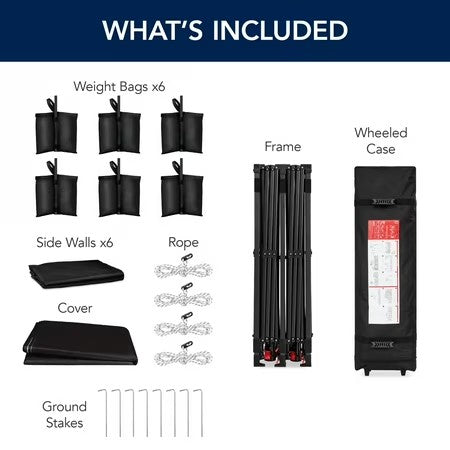 Best Choice Products 10x20ft Party Tent Pop Up Canopy Easy Setup w/ 1-Button Setup, Wheeled Case, 4 Weight Bags - Black - B6 - 474
