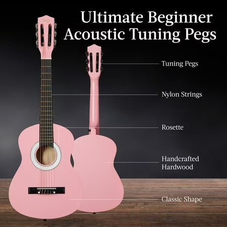 Best Choice Products Walmart Exclusive 30in Kids Acoustic Guitar Beginner Starter Kit w/ Strap, Case, Strings - Walmart Pink -J1-0323